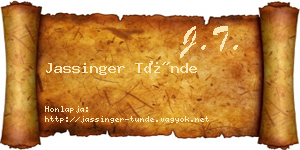 Jassinger Tünde névjegykártya